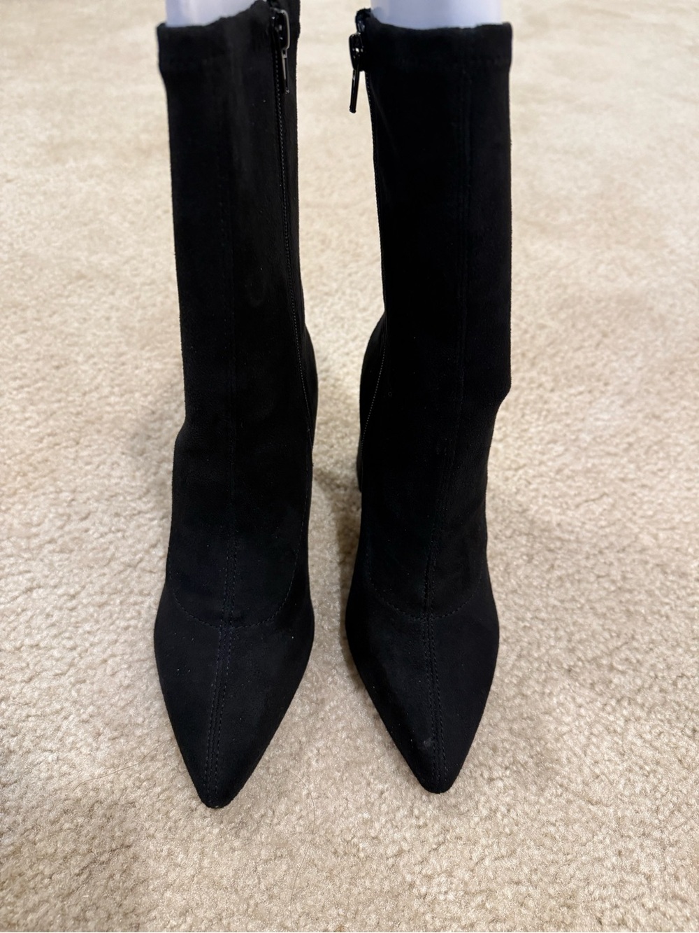 Express Black Pointed Toe Mid-Calf Heeled Boots